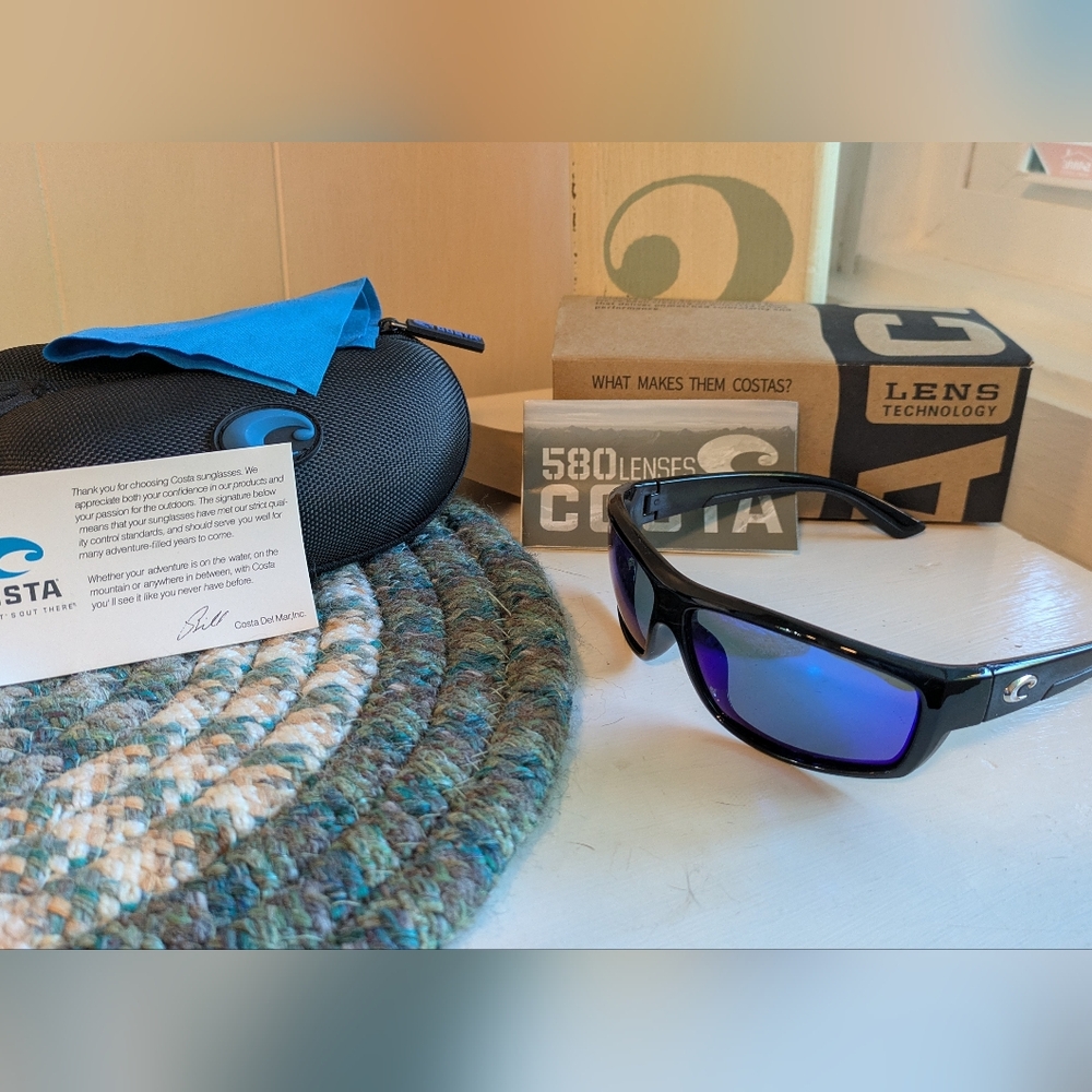 Costa Black Frames with Blue Lenses Sunglasses